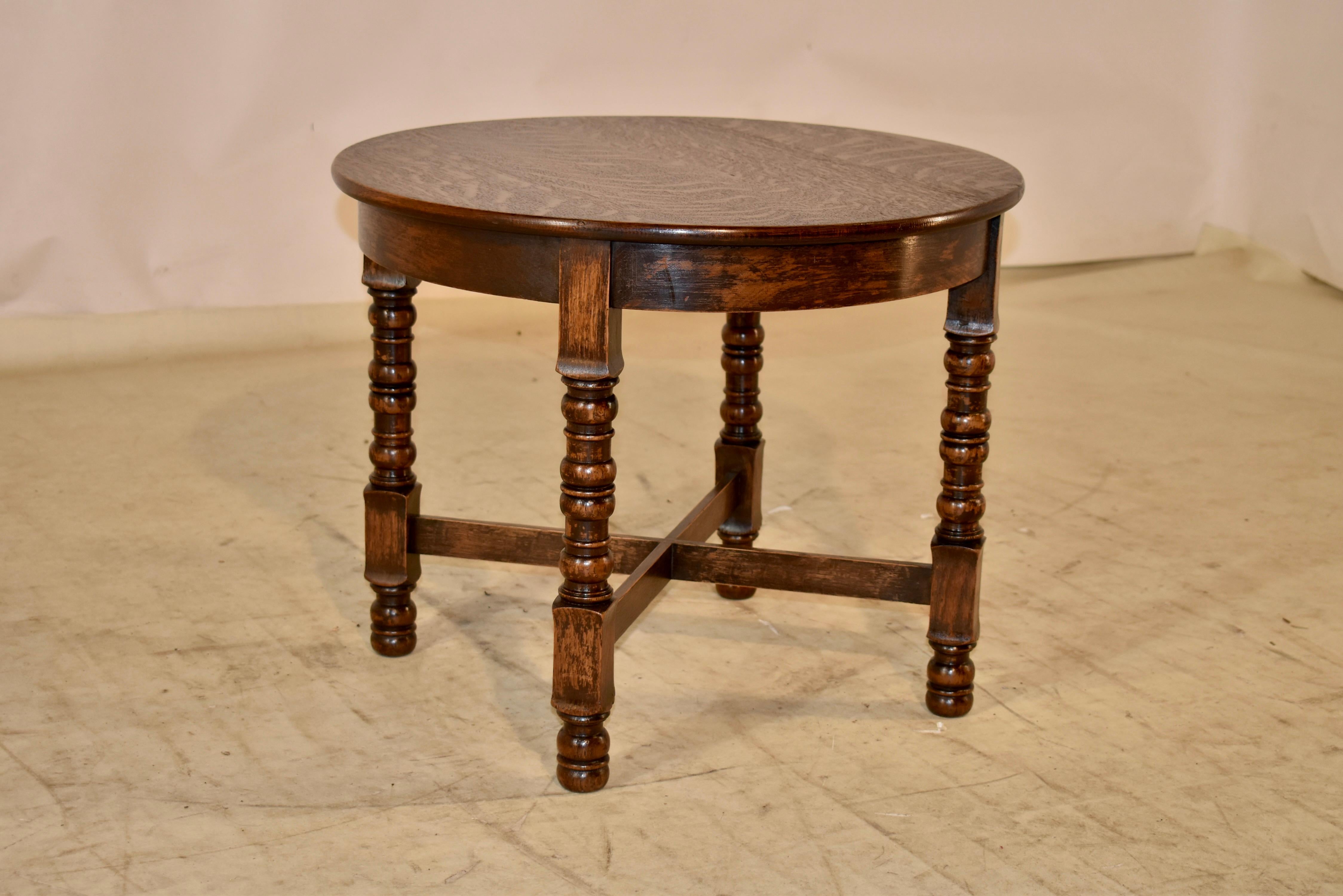 Turned Edwardian Oak Side Table, circa 1900 For Sale