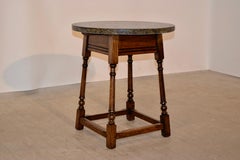 Edwardian Oak Side Table with Marble Top