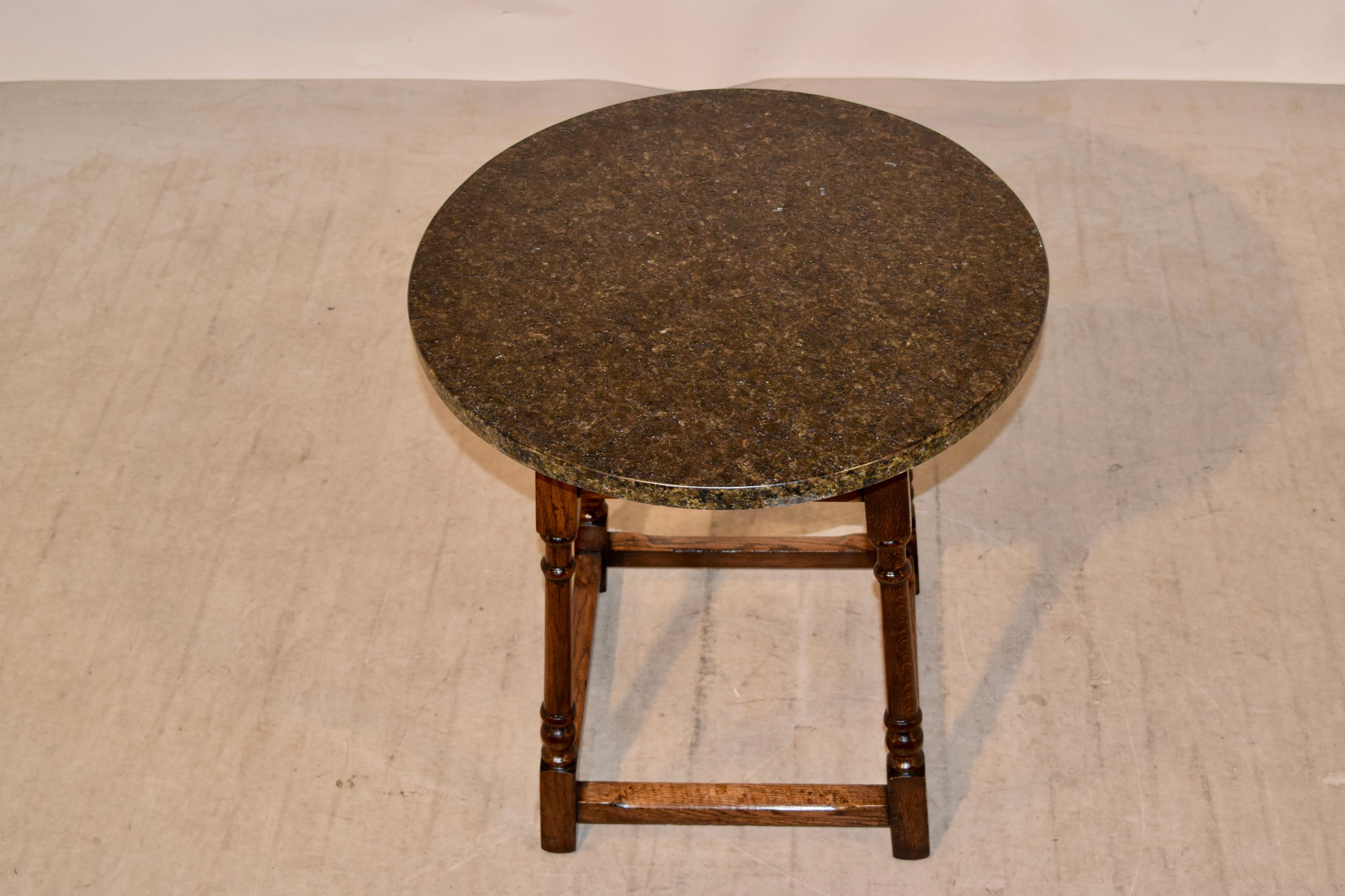 Edwardian Oak Side Table with Marble Top 1