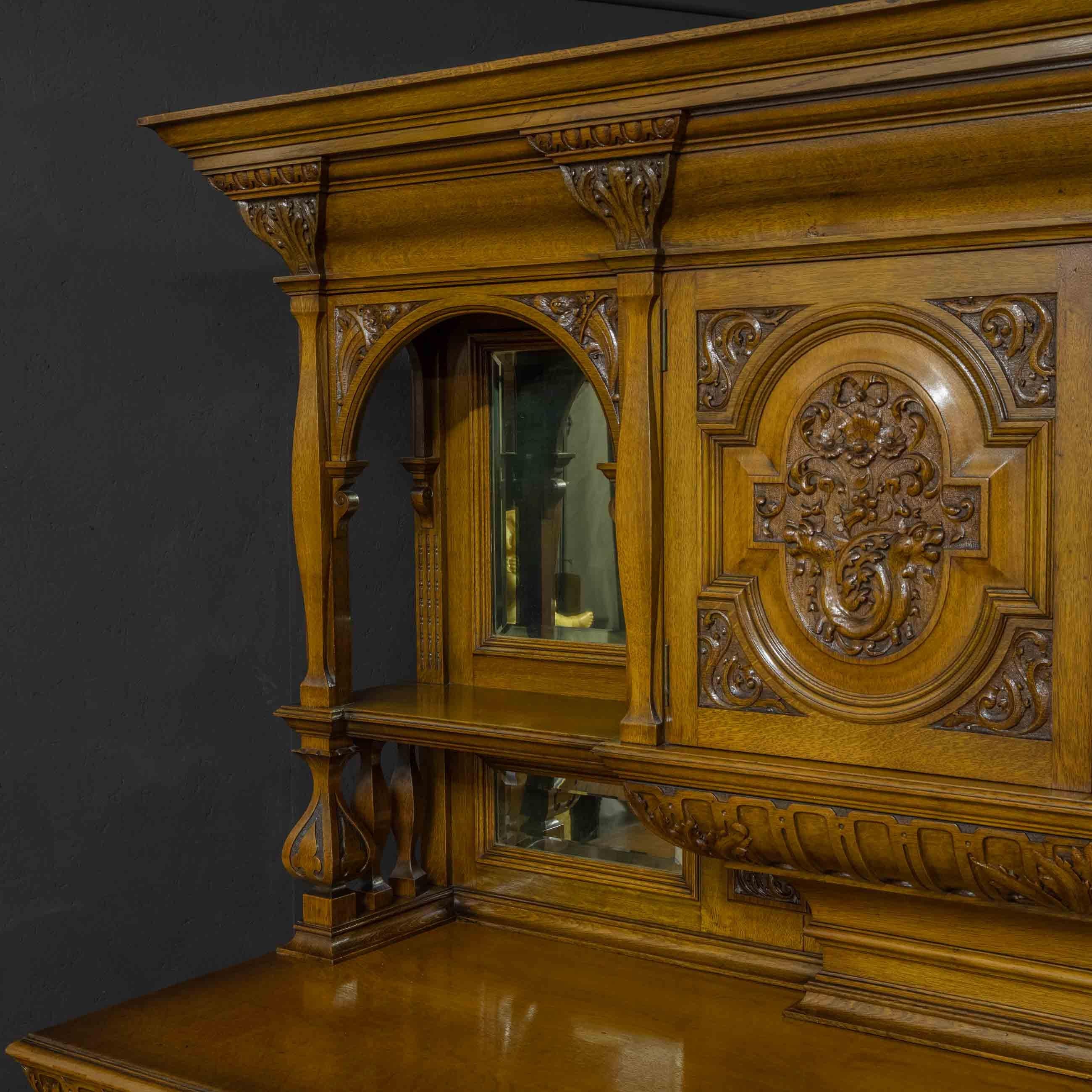 Edwardian Oak Sideboard by J. Cambell & Co Cabinet Makers Glasgow For Sale 5
