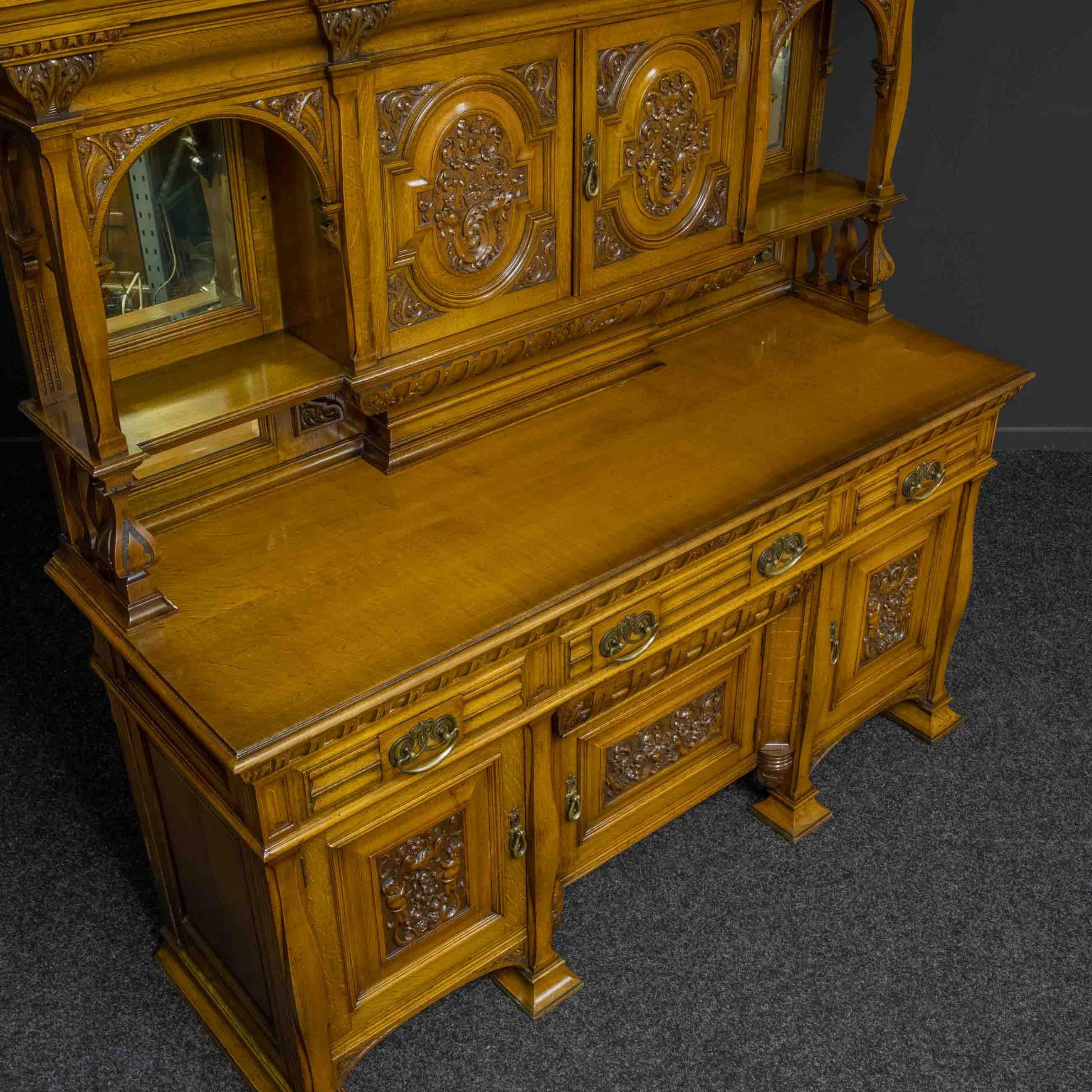 Edwardian Oak Sideboard by J. Cambell & Co Cabinet Makers Glasgow For Sale 8