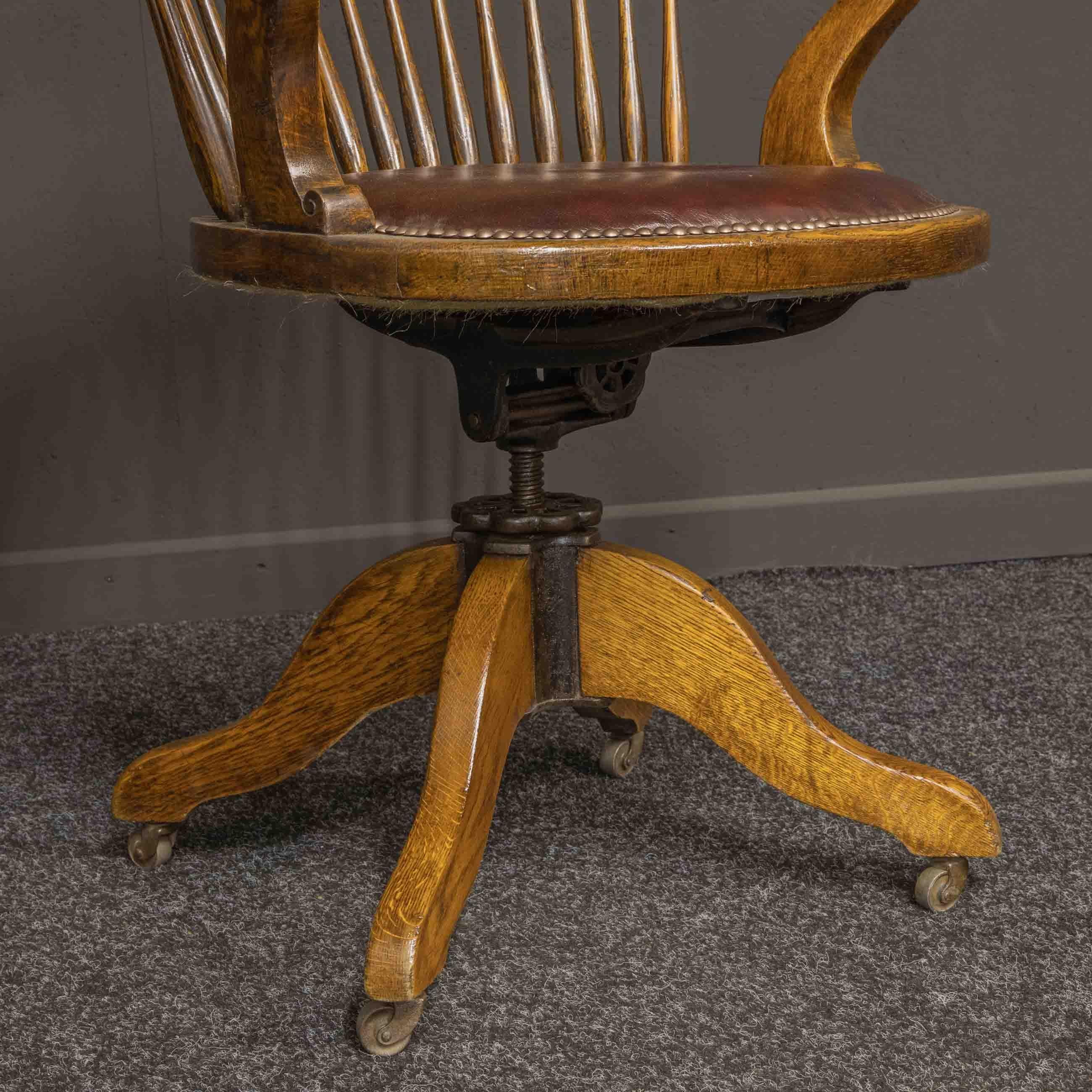 Edwardian Oak Swivel Chair 2