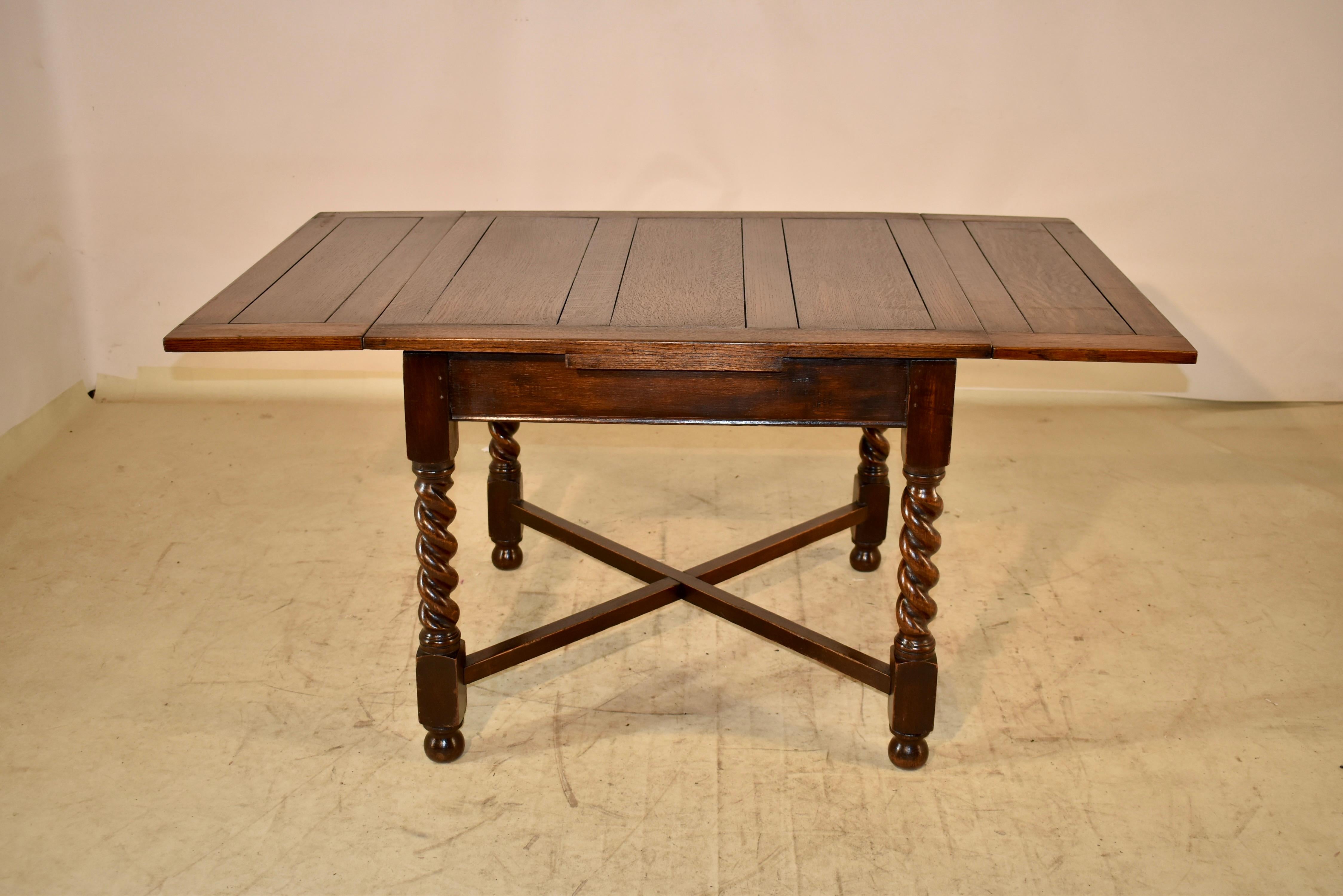 Edwardian Oak Table with Draw-Leaves, C. 1900 1