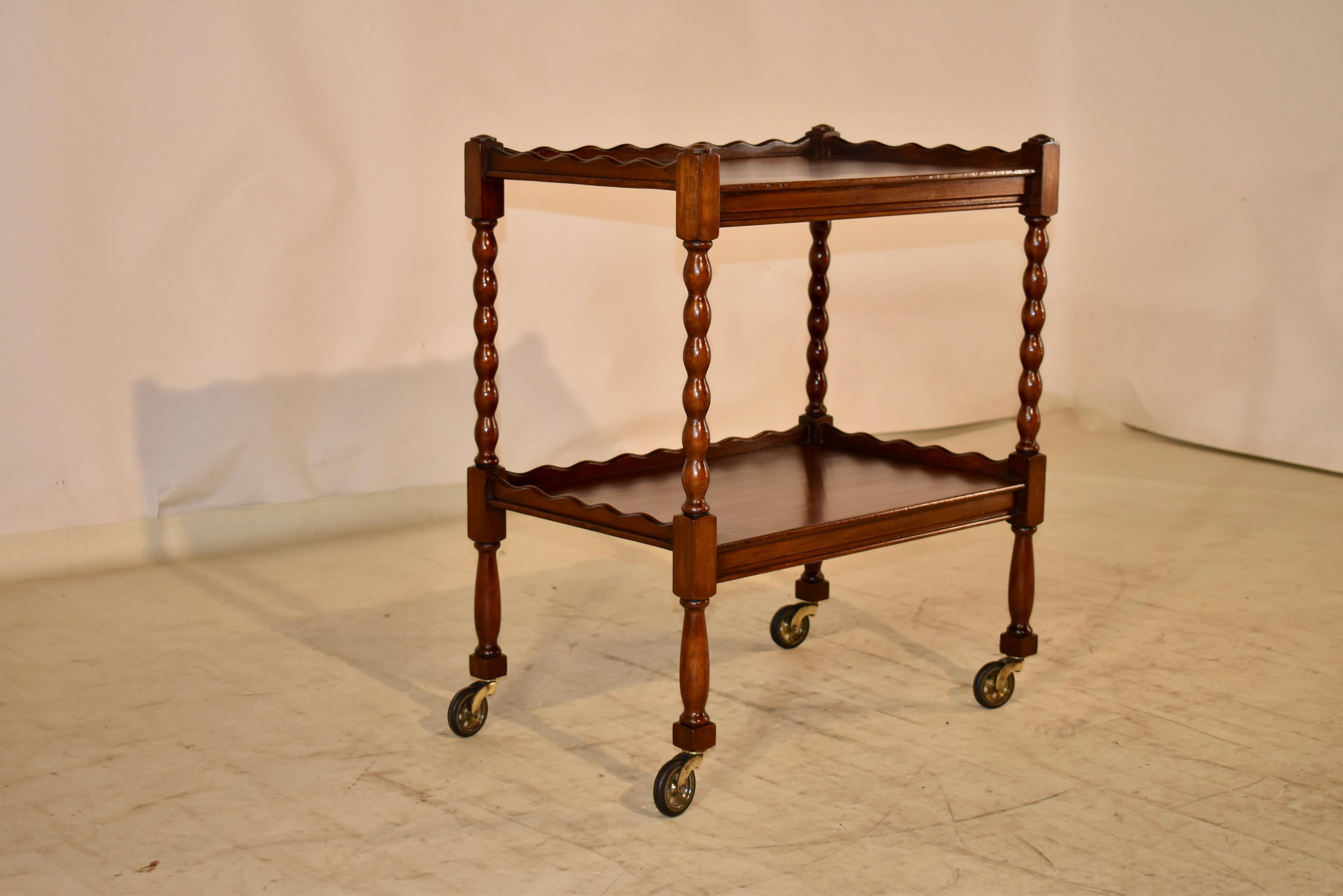 Turned Edwardian Oak Tea Cart, circa 1900