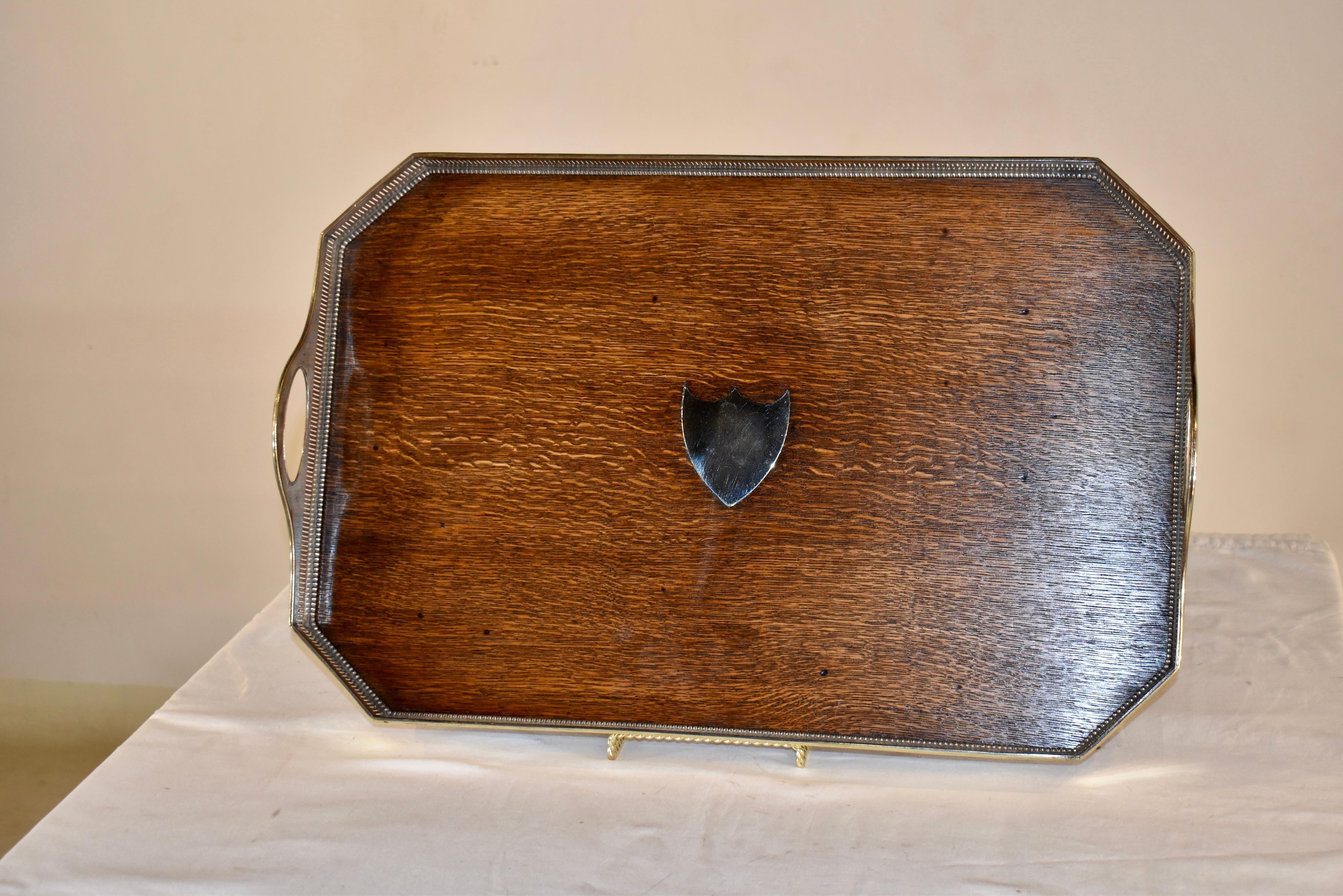 Edwardian Oak Tray with Silver-Plated Gallery, Circa 1900 For Sale 4