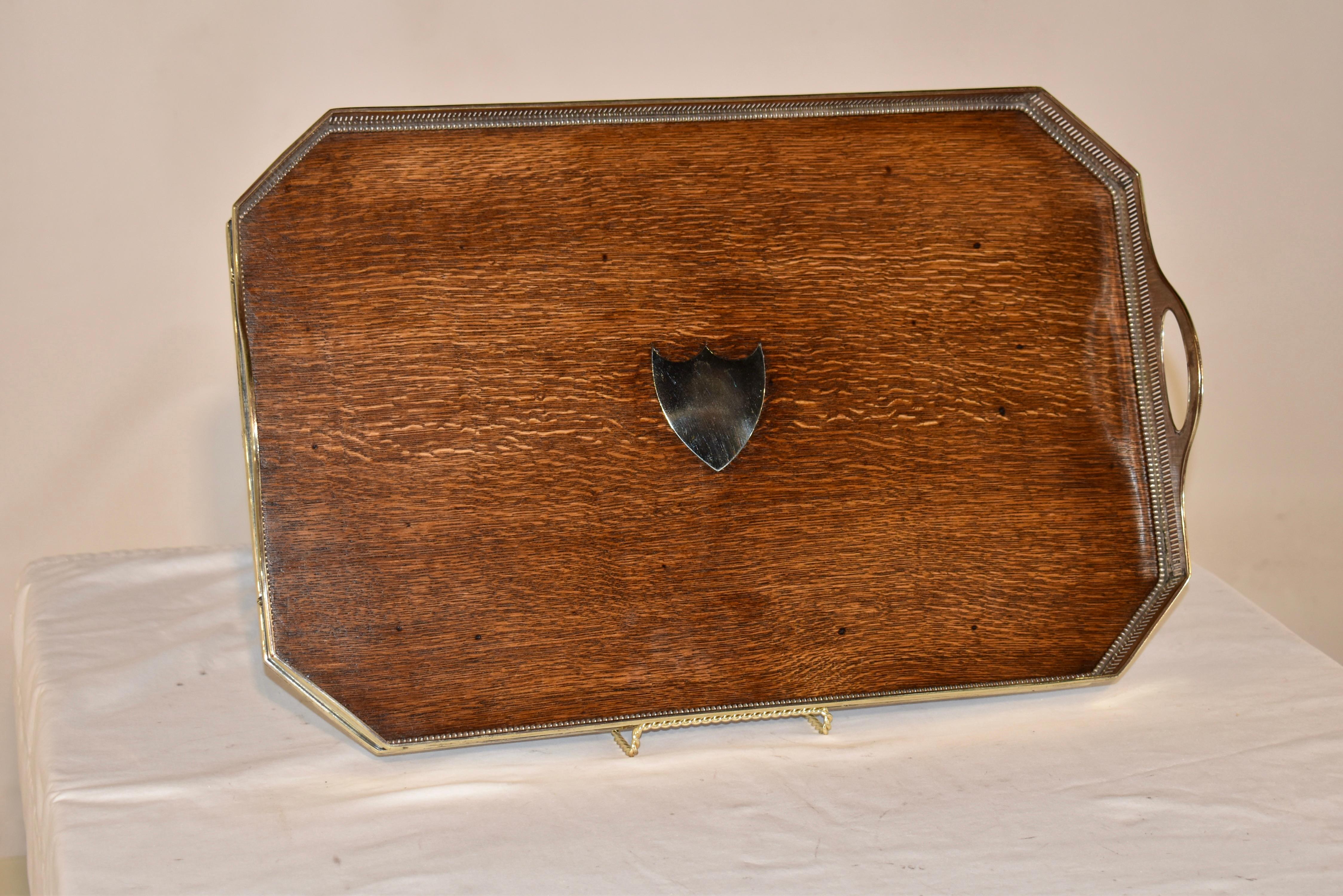 Edwardian Oak Tray with Silver-Plated Gallery, Circa 1900 For Sale 5