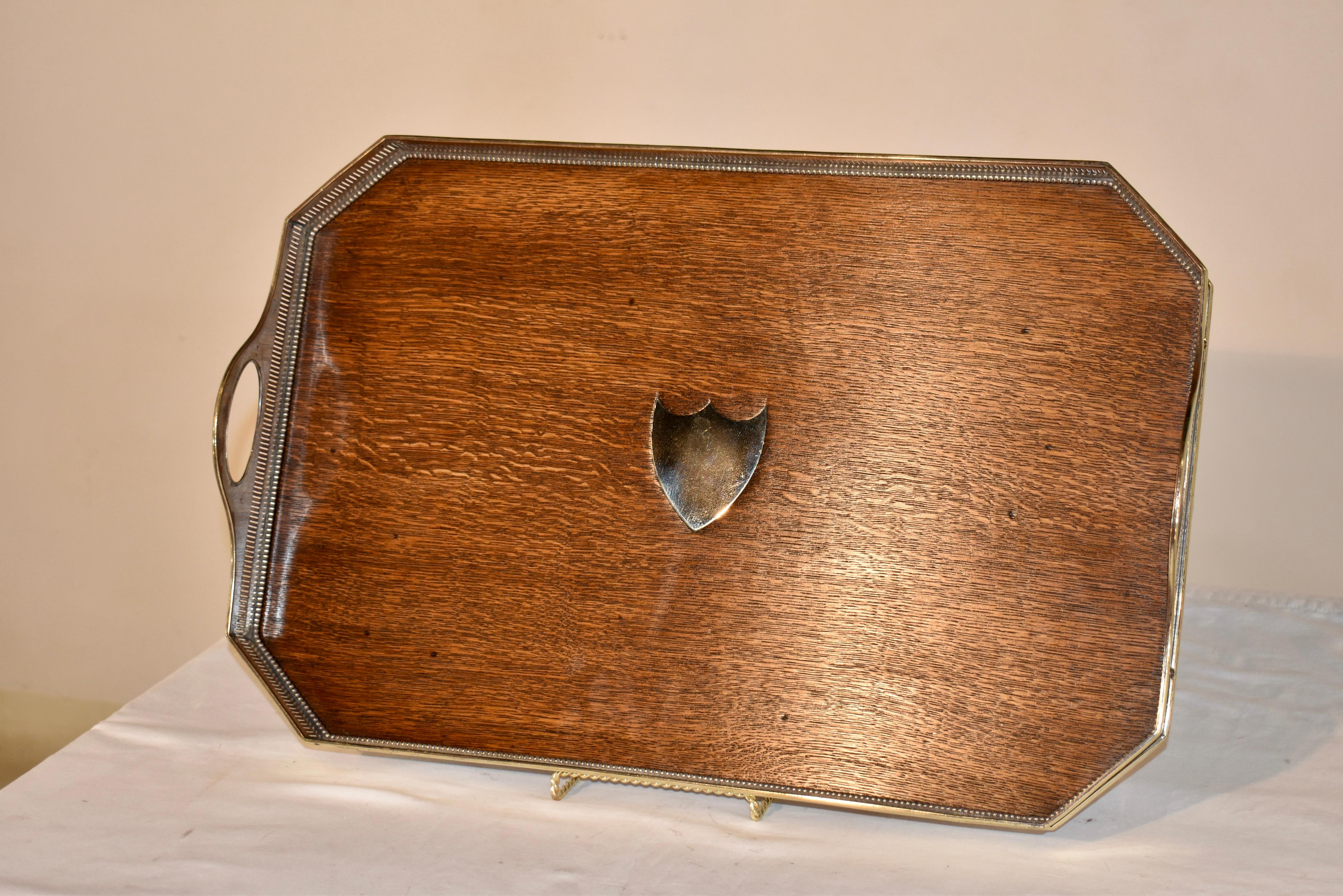 Edwardian Oak Tray with Silver-Plated Gallery, Circa 1900 For Sale 6