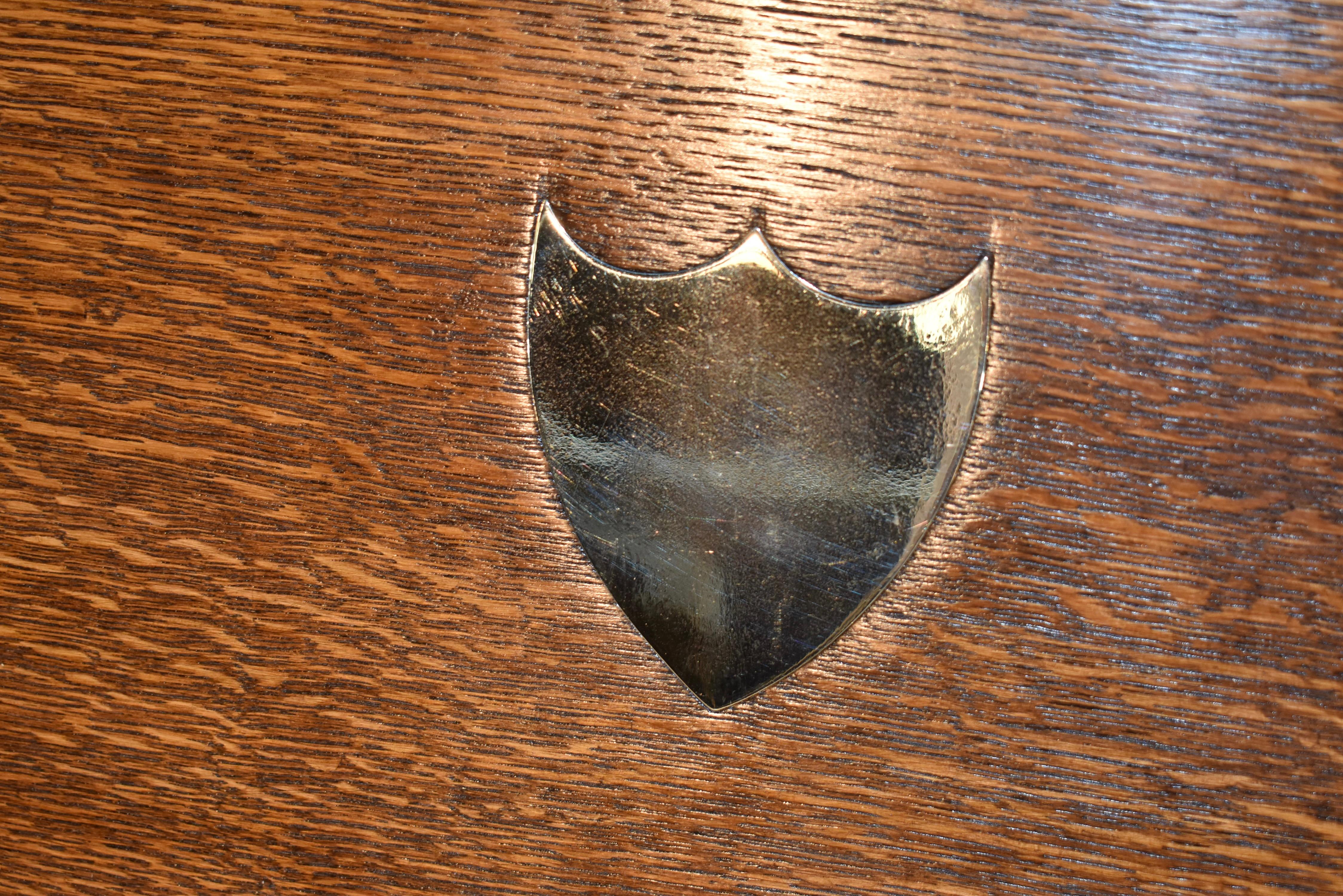 Edwardian Oak Tray with Silver-Plated Gallery, Circa 1900 In Good Condition For Sale In High Point, NC