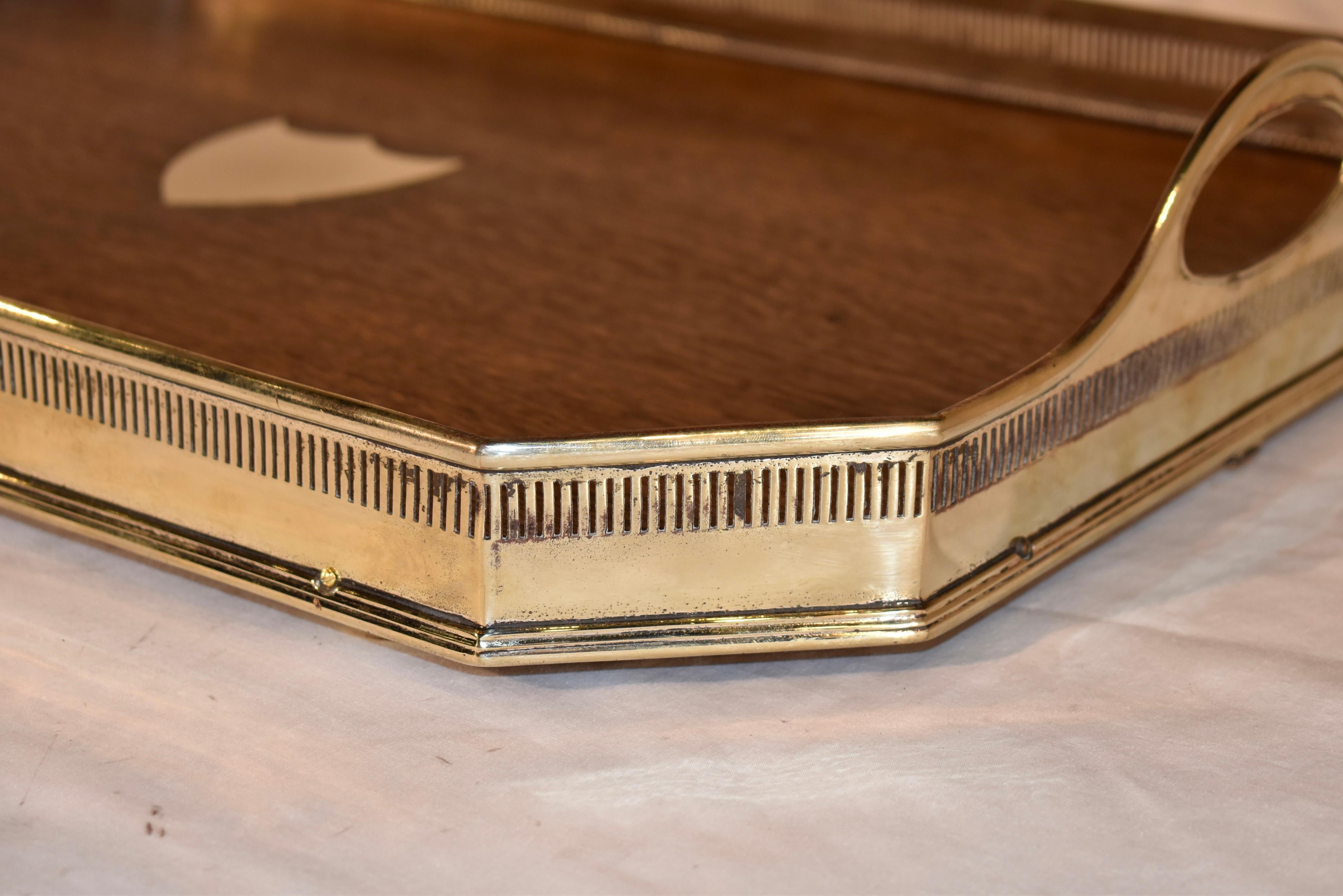 Edwardian Oak Tray with Silver-Plated Gallery, Circa 1900 For Sale 2