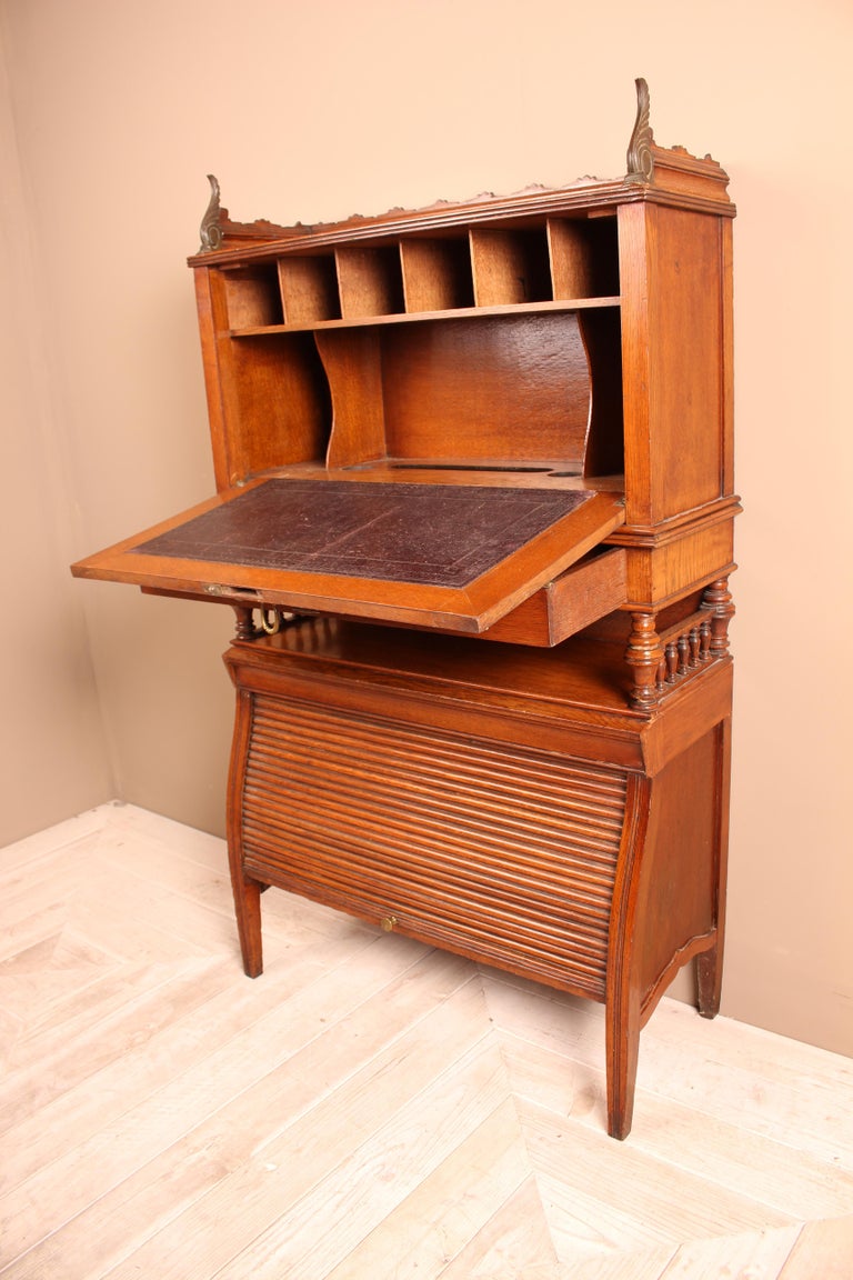 Edwardian Oak Writing Bureau Possibly by Shoolbred and Co., London For