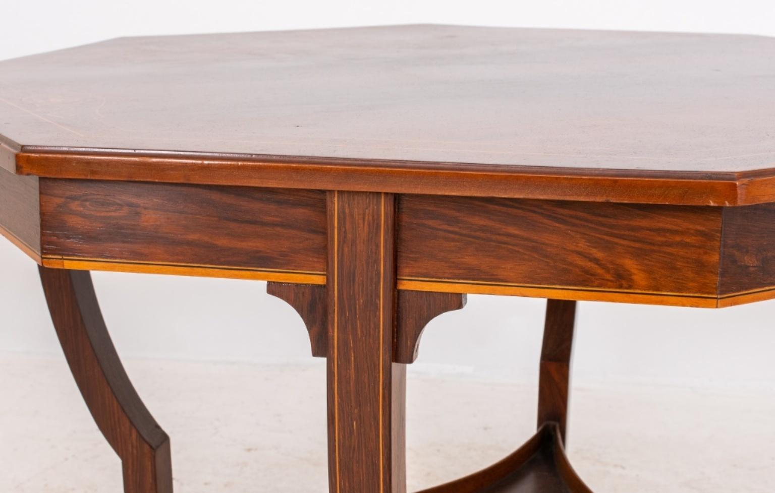 Edwardian Octagonal Inlaid Rosewood Lamp Table For Sale 4