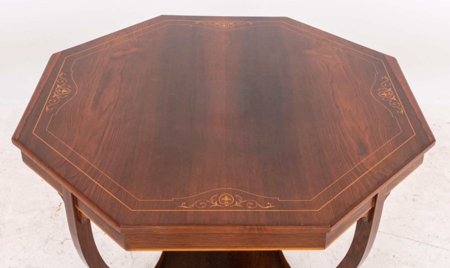 Edwardian Octagonal Inlaid Rosewood Lamp Table For Sale 2