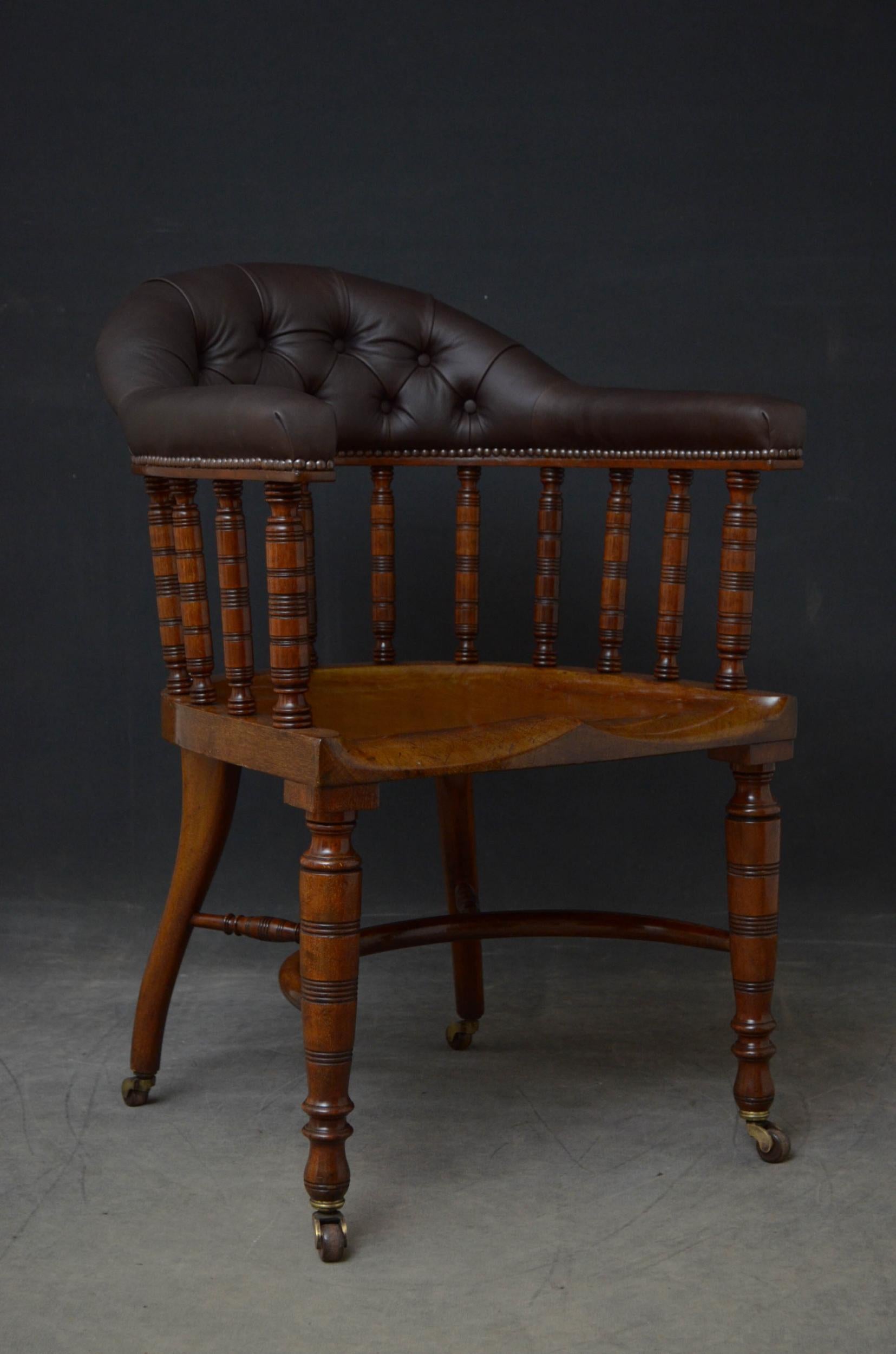 20th Century Edwardian Office Chair in Mahogany