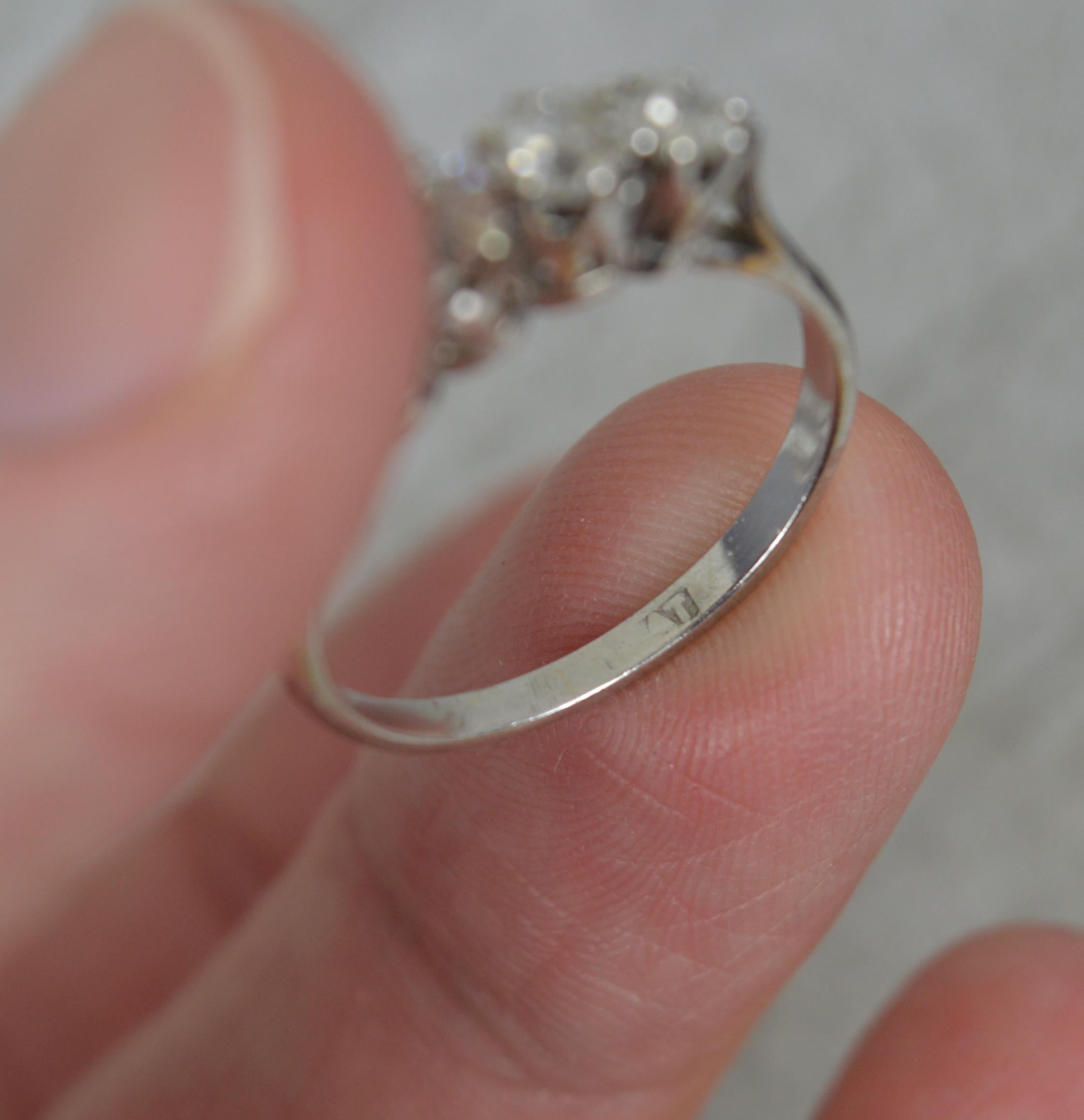 Edwardian Old Cut Diamond and Platinum Five Stone Stack ring 6