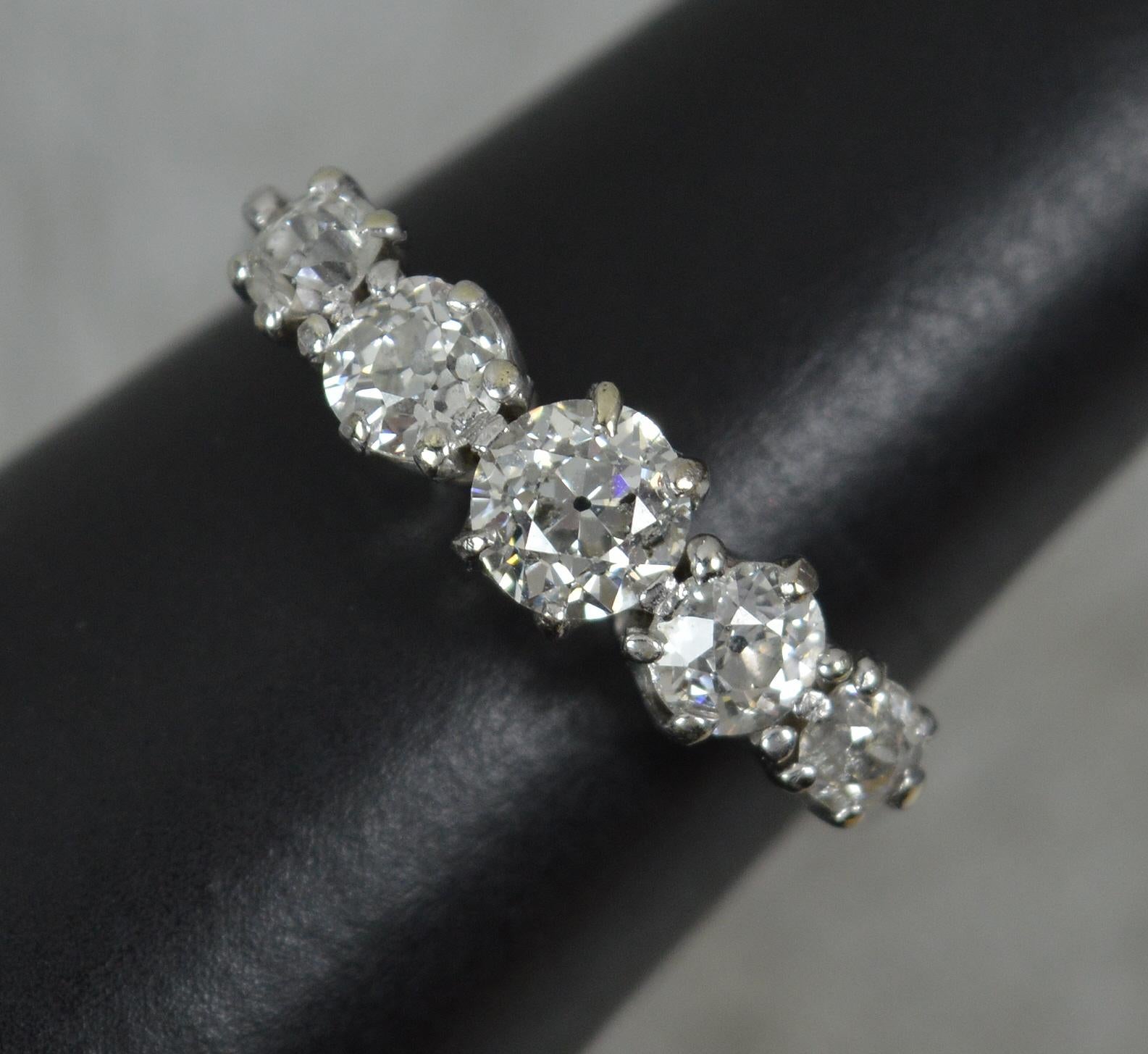 Edwardian Old Cut Diamond and Platinum Five Stone Stack ring 8
