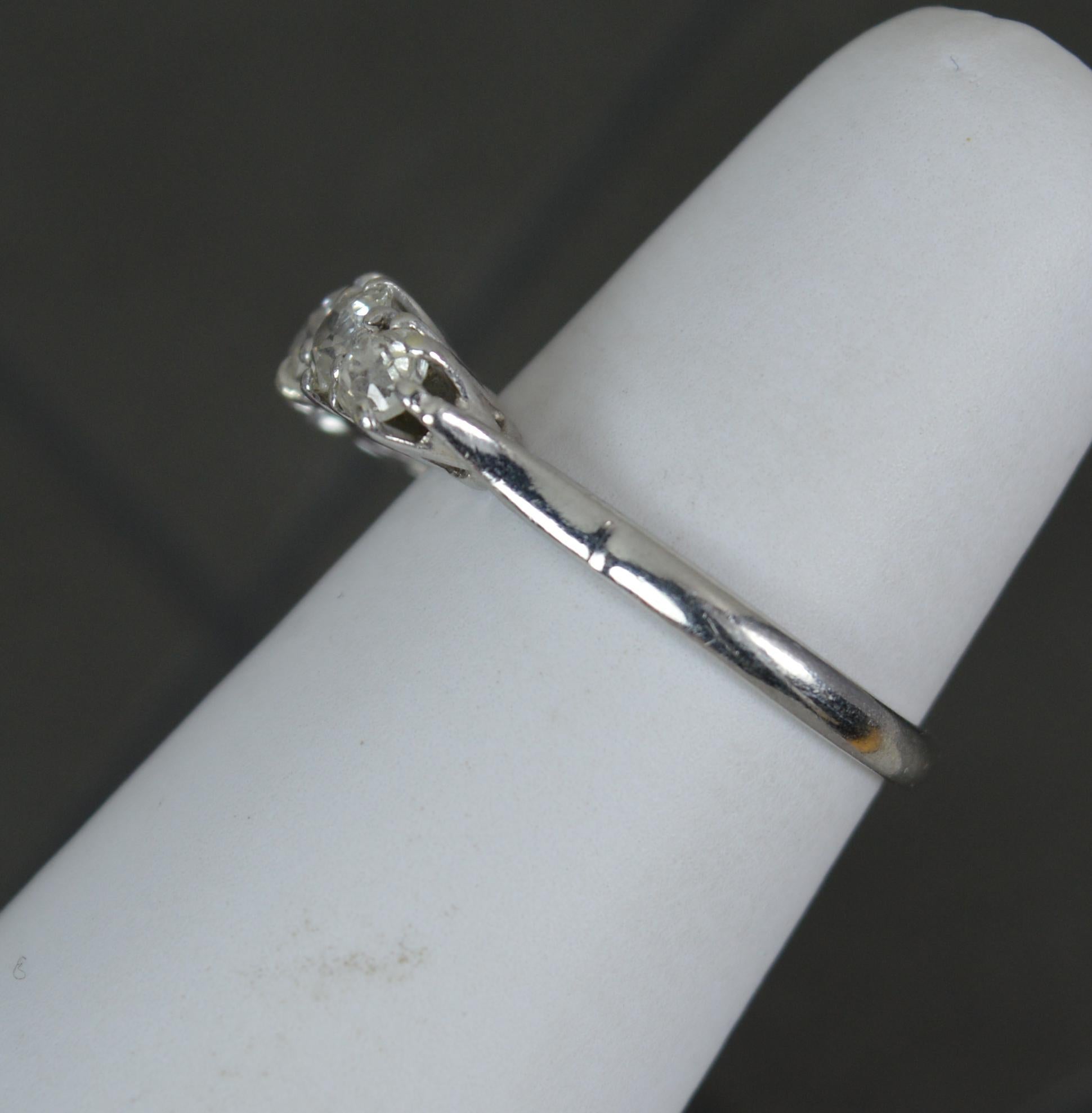Edwardian Old Cut Diamond and Platinum Five Stone Stack ring 2