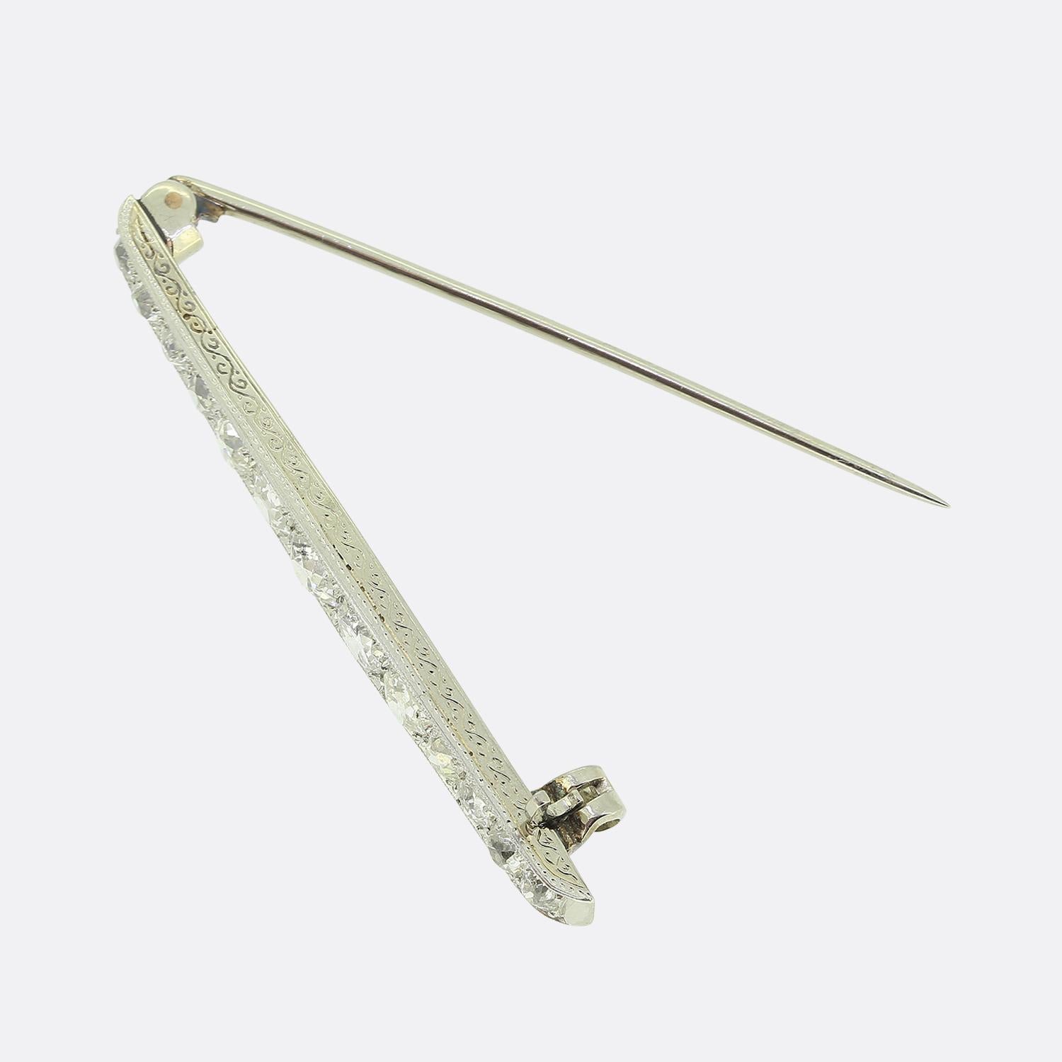 Edwardian Old Cut Diamond Bar Brooch In Good Condition For Sale In London, GB