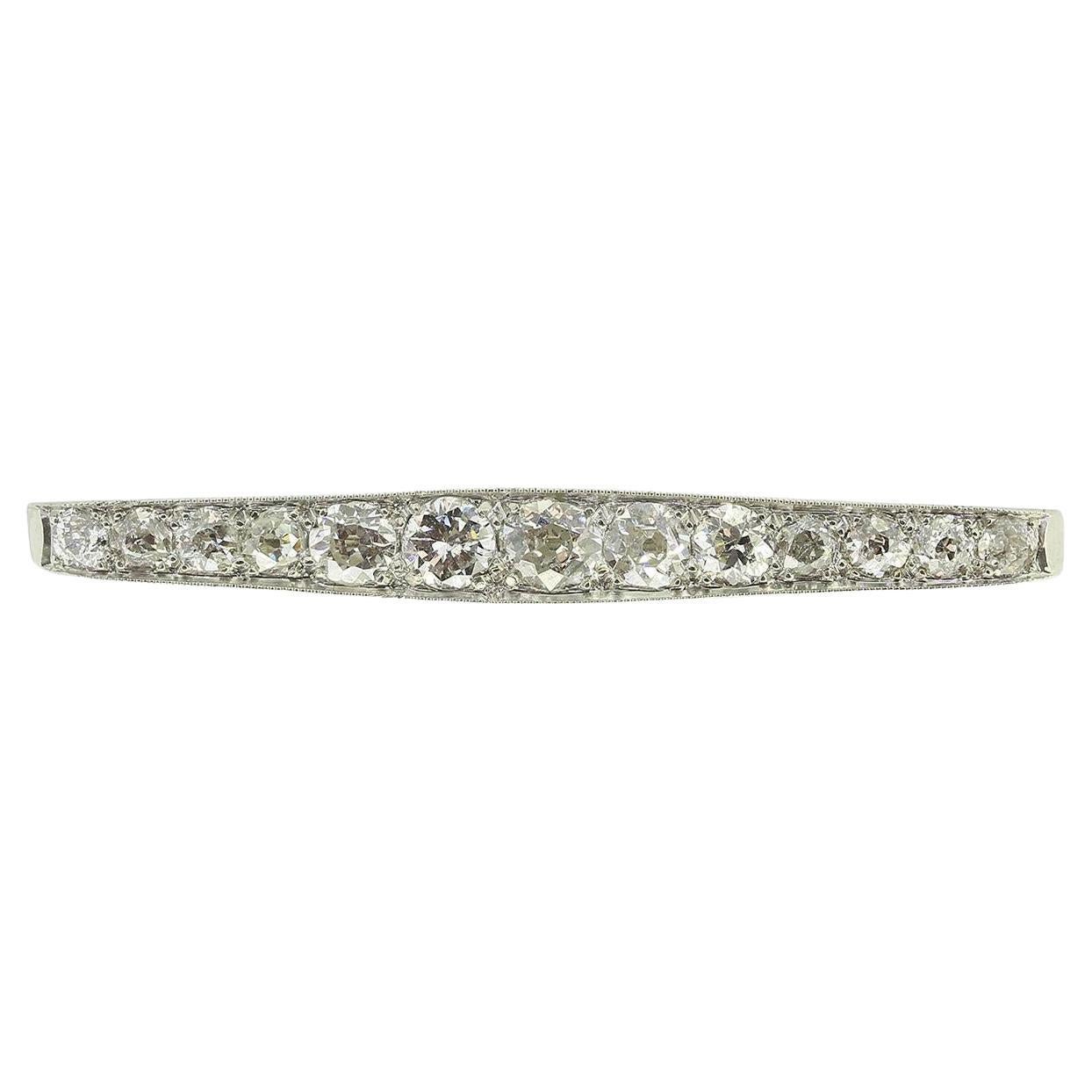 Edwardian Old Cut Diamond Bar Brooch For Sale