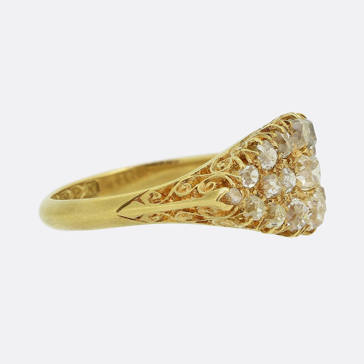 Old Mine Cut Edwardian Old Cut Diamond Boat Ring For Sale