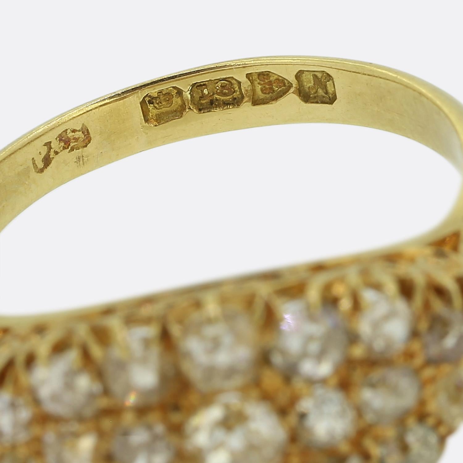 Women's or Men's Edwardian Old Cut Diamond Boat Ring For Sale