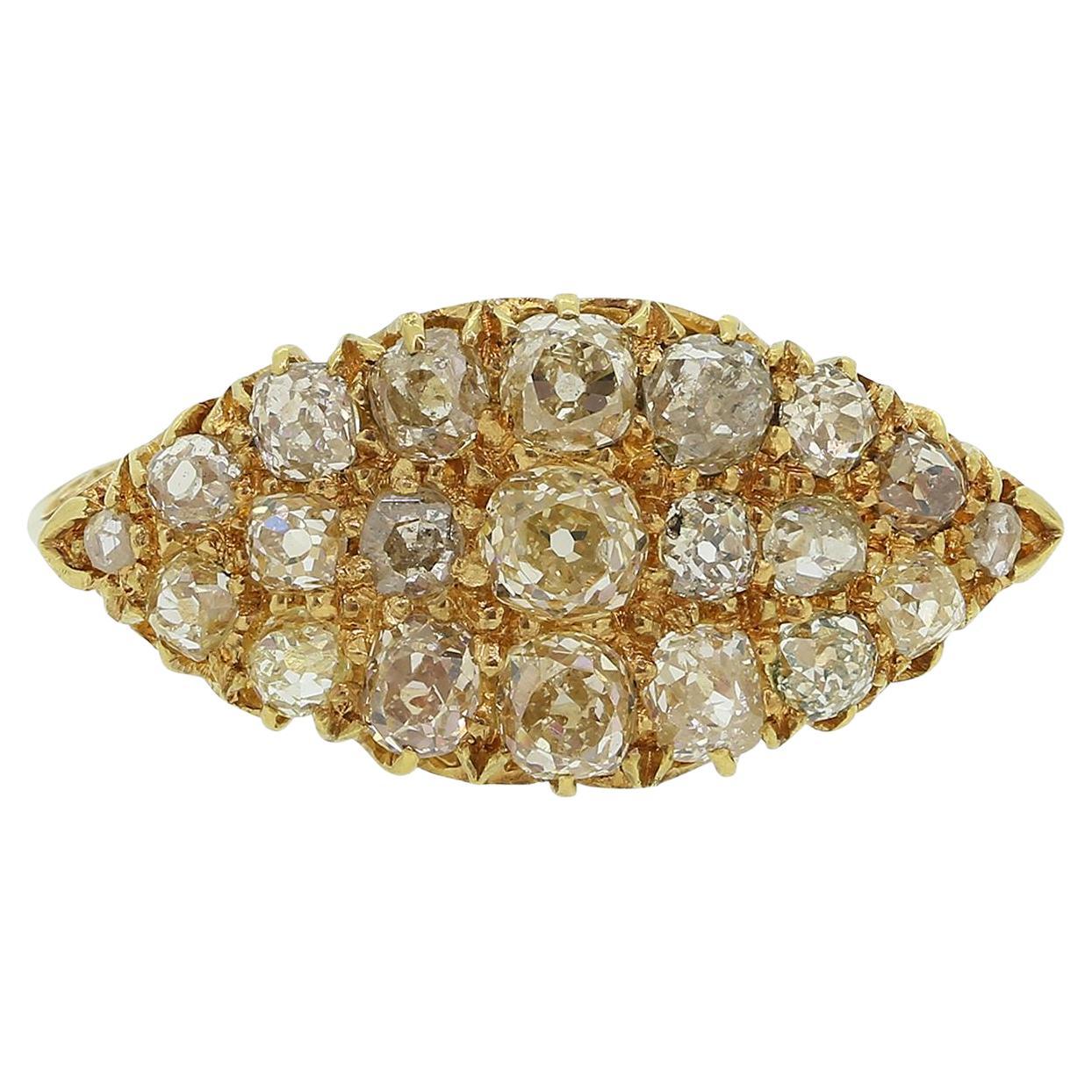 Edwardian Old Cut Diamond Boat Ring