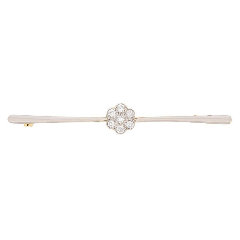 Edwardian Old Cut Diamond Daisy Brosche, ca. 1910er Jahre (Rundschliff) im Angebot