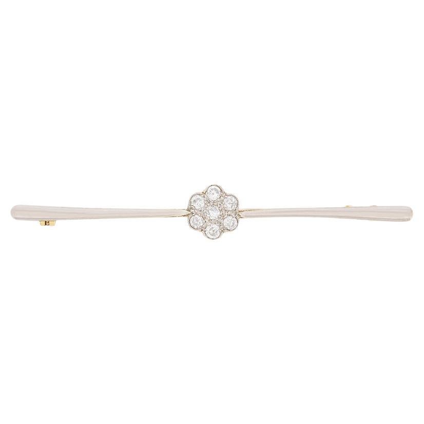 Edwardian Old Cut Diamond Daisy Brooch, c.1910s