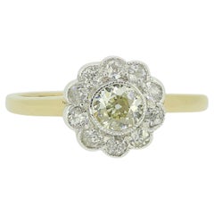 Edwardian Old Cut Diamond Daisy Cluster Ring