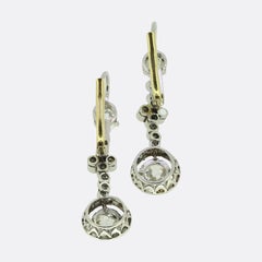 Edwardian Old Cut Diamond Drop Earrings