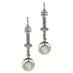 Boucles d'oreilles pendantes édouardiennes en diamant taille ancienne