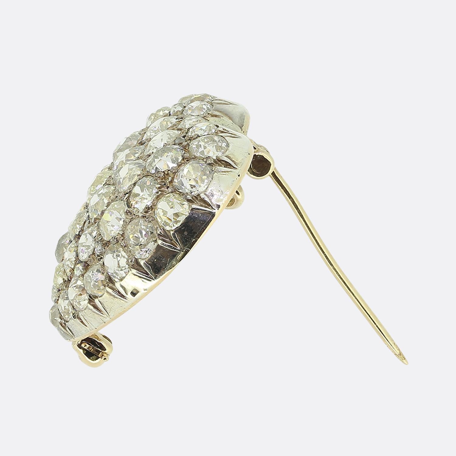 Old Mine Cut Edwardian Old-Cut Diamond Heart Brooch