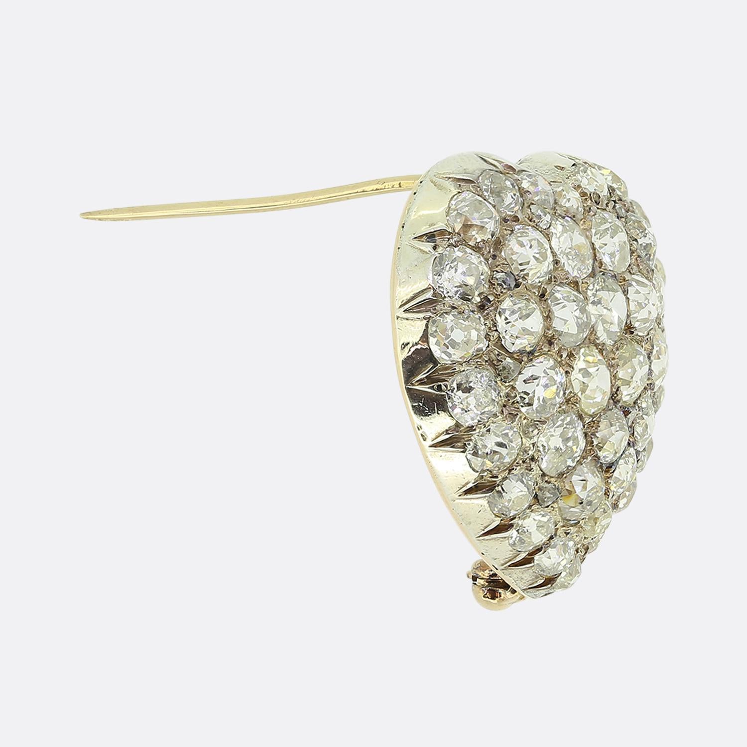 Edwardian Old-Cut Diamond Heart Brooch In Good Condition In London, GB