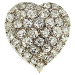 Edwardian Old-Cut Diamond Heart Brooch