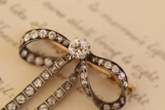 Edwardian Old Cut Diamond Natural Pearl Bow Brooch