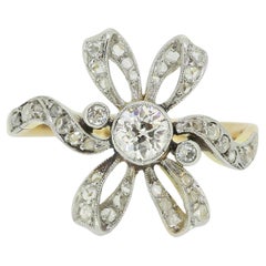Edwardian Old Cut Diamond Ribbon Ring