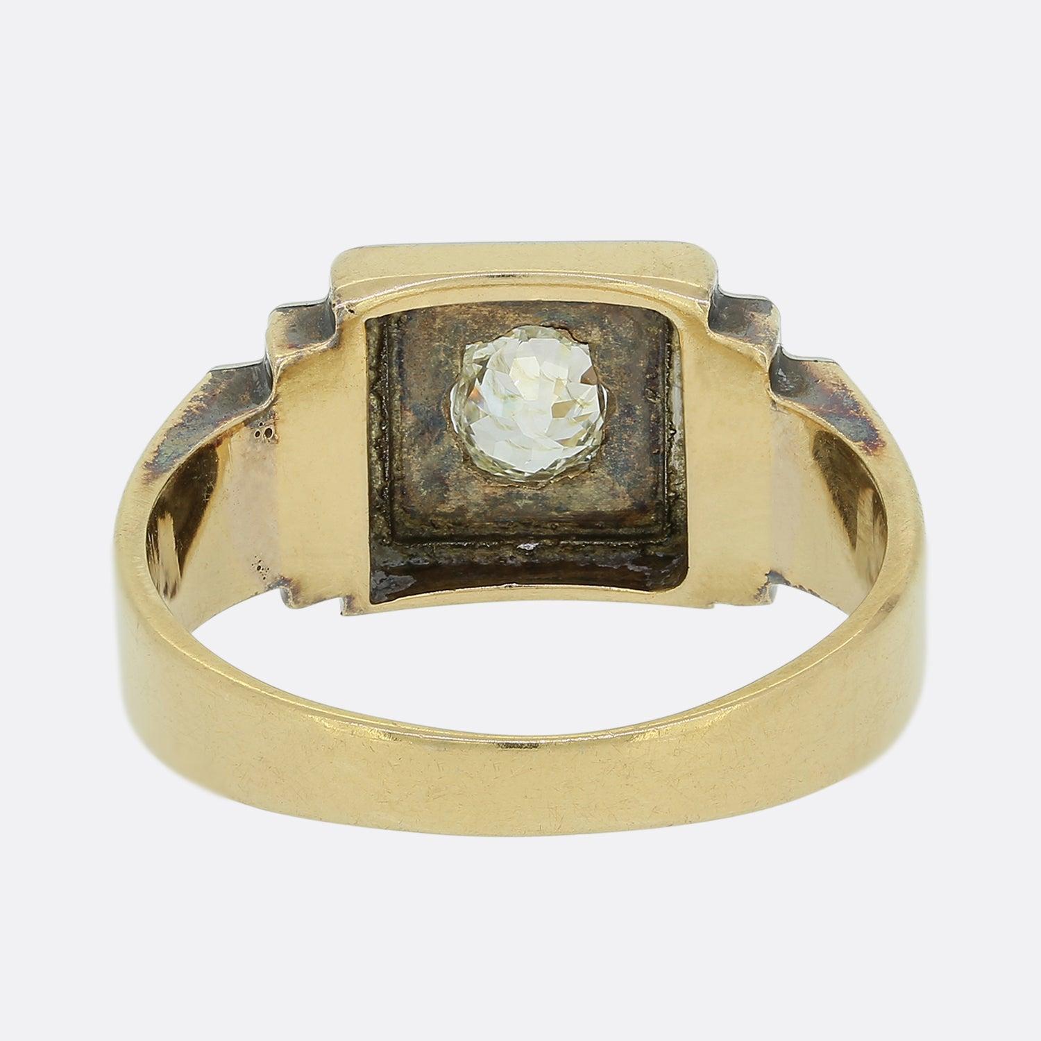 Edwardian Old Cut Diamond Stepped Ring In Good Condition For Sale In London, GB