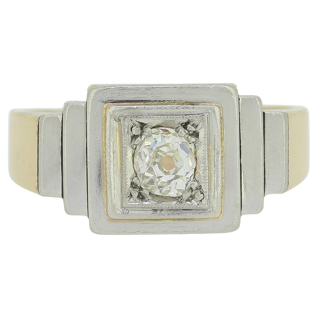 Edwardian Old Cut Diamond Stepped Ring For Sale