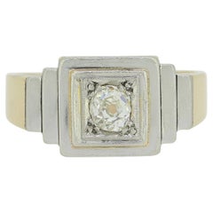 Vintage Edwardian Old Cut Diamond Stepped Ring