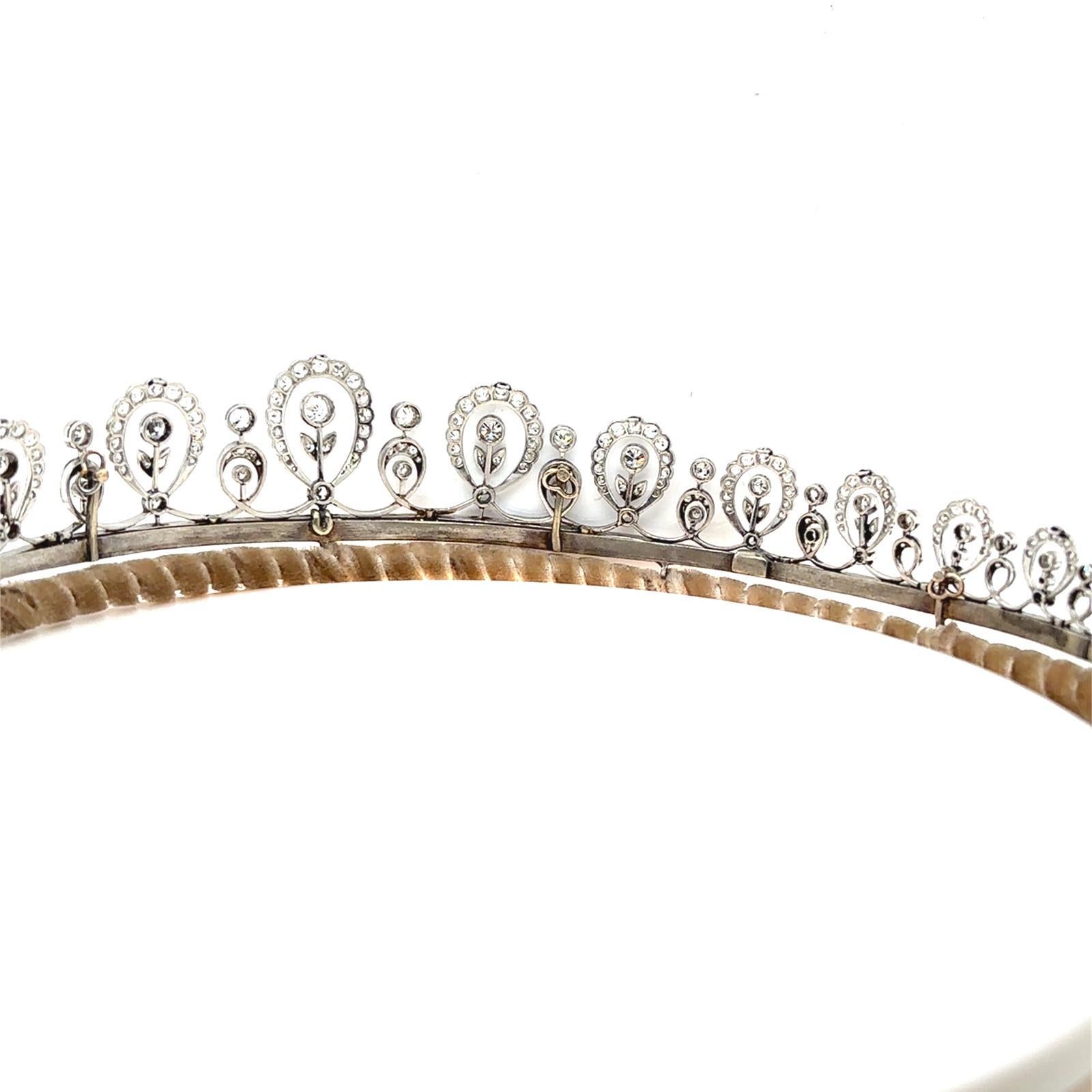 Diadème édouardien en diamants taillés à l'ancienne en vente 4