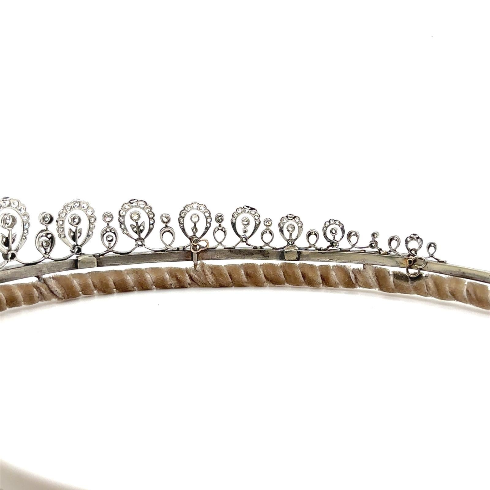 Diadème édouardien en diamants taillés à l'ancienne en vente 6