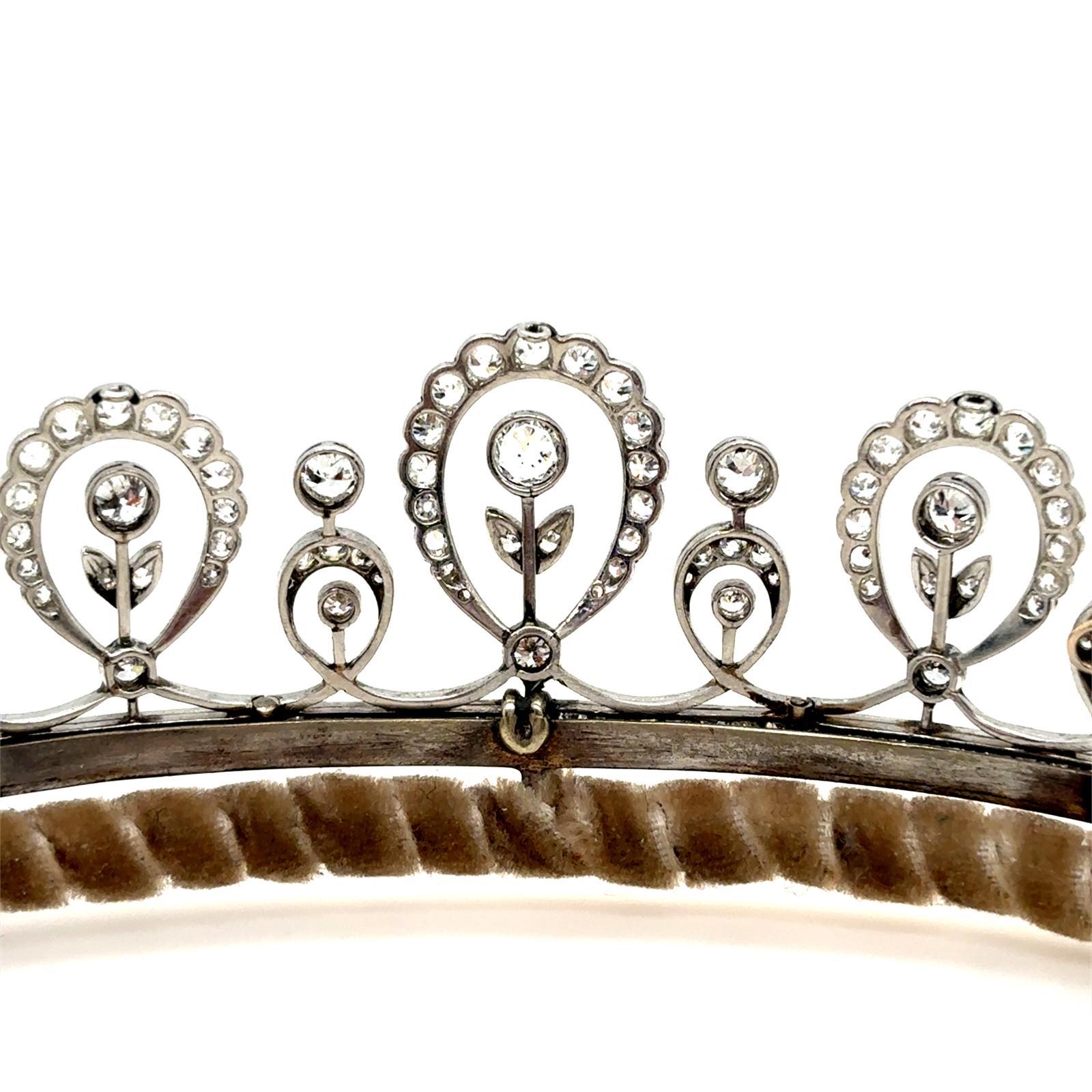 Diadème édouardien en diamants taillés à l'ancienne Bon état - En vente à London, GB