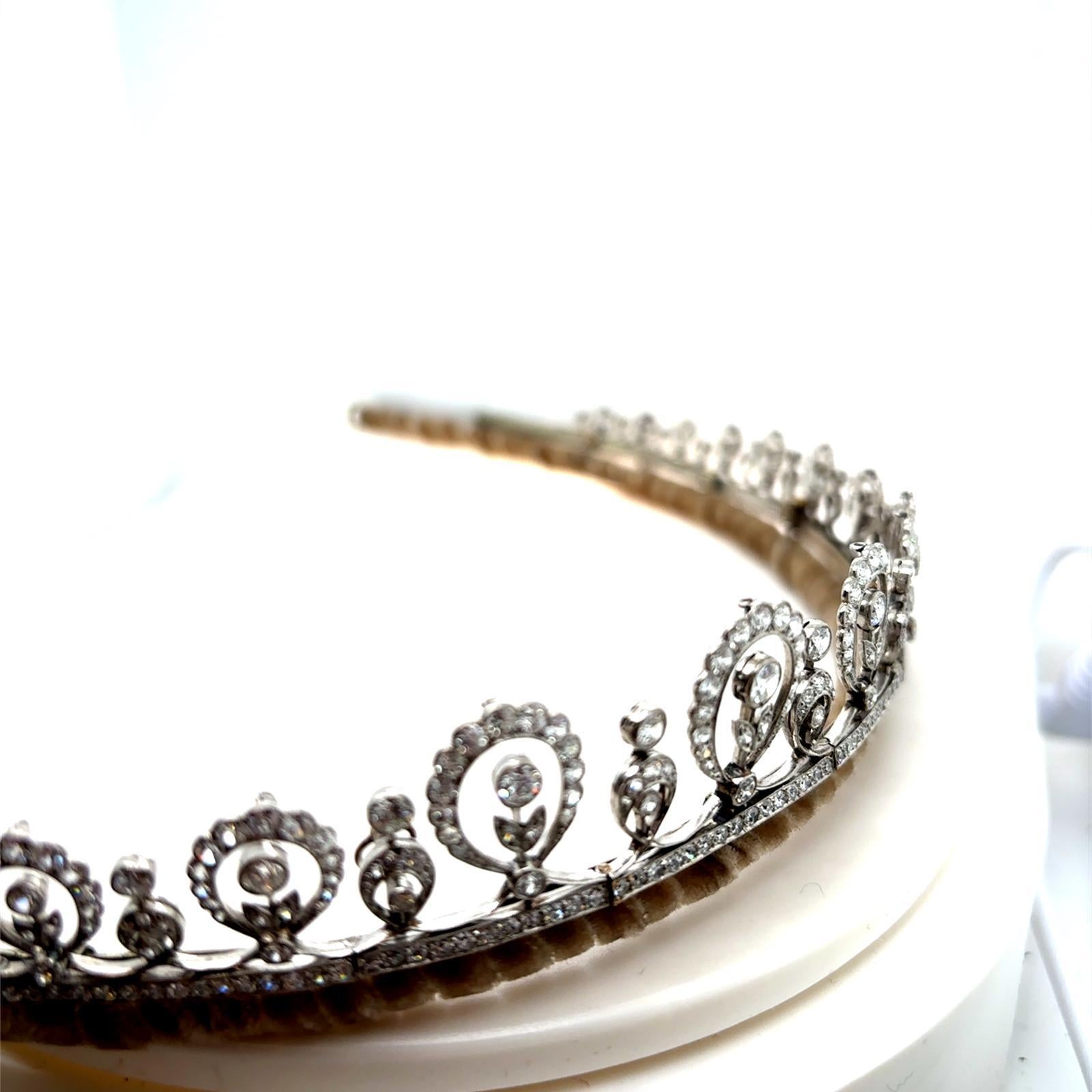 Diadème édouardien en diamants taillés à l'ancienne Pour femmes en vente