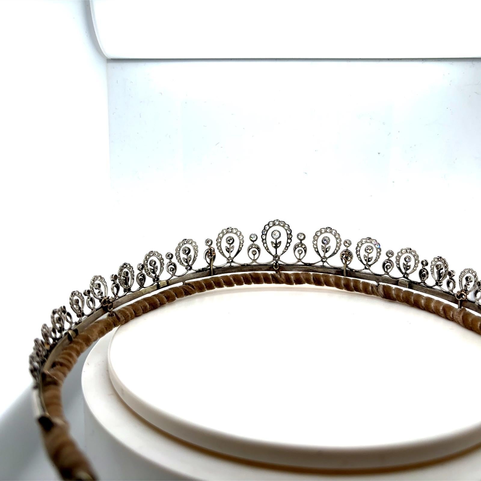 Diadème édouardien en diamants taillés à l'ancienne en vente 2