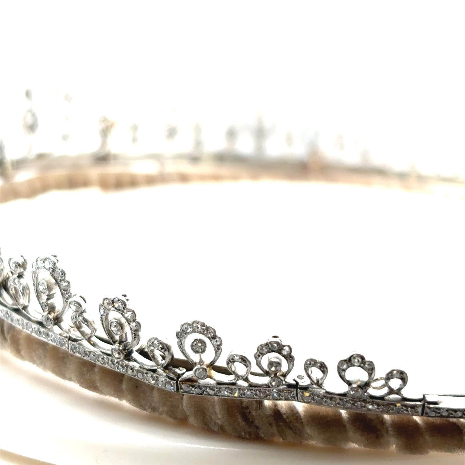 Diadème édouardien en diamants taillés à l'ancienne en vente 3