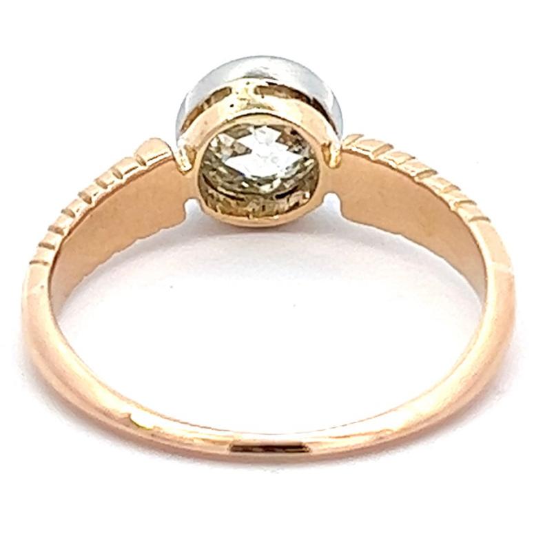 Edwardian Old European Cut Diamond 14 Karat Rose Gold Solitaire Bezel Set Ring 2