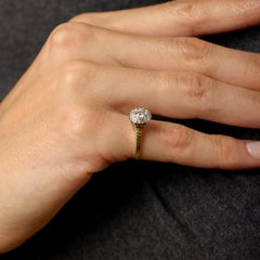 Edwardian old European cut diamond 14k two tone gold cluster ring