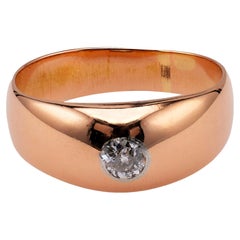 Edwardian Old European Cut Diamond 18k Rose Gold Ring