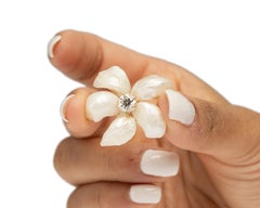 Edwardian Old European Cut Diamond and Pearl Floral Brooch Pin