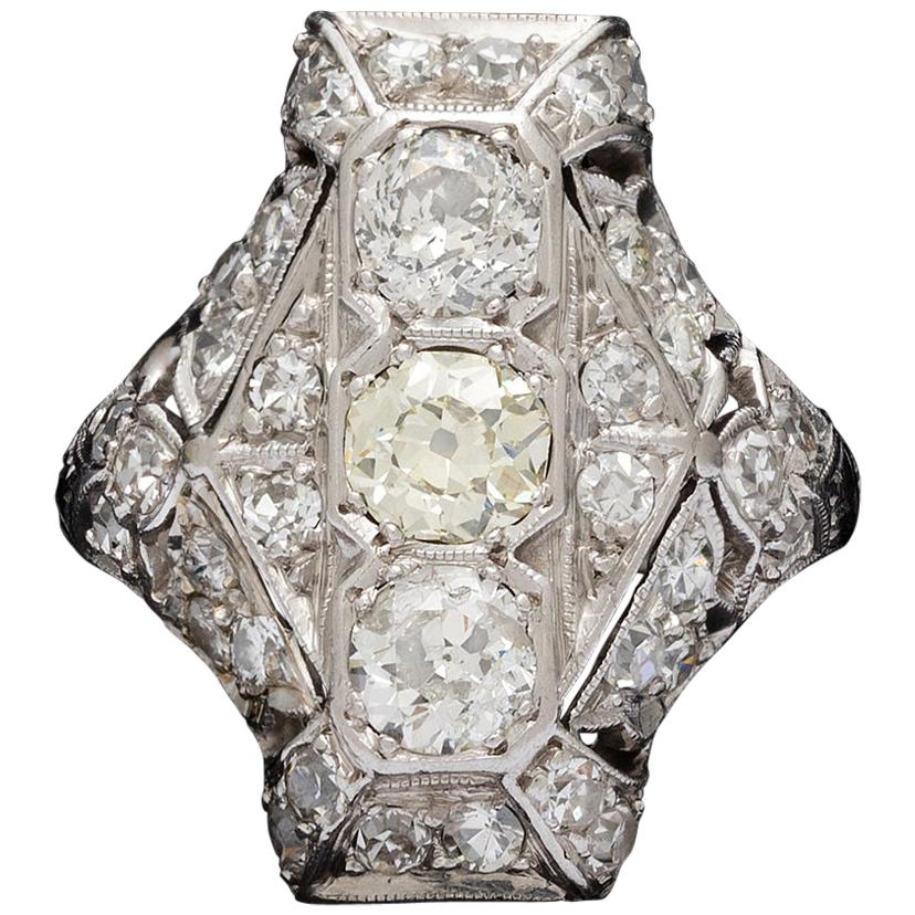 Esstellerring aus edwardianischem Diamant im alteuropäischen Schliff, um 1915