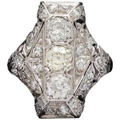 Edwardian Old European Cut Diamond Dinner Ring, circa 1915